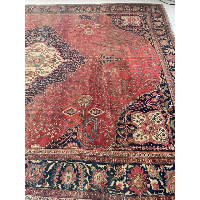Old-World Antique Ferahan Sarouk Dainty Flora & Suspended Vines Rug 10.5 x 13.3 For Sale - Image 11 of 15