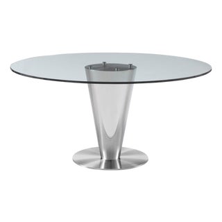 Modern Greg Sheres Style Stainless Steel Round Dining Table For Sale