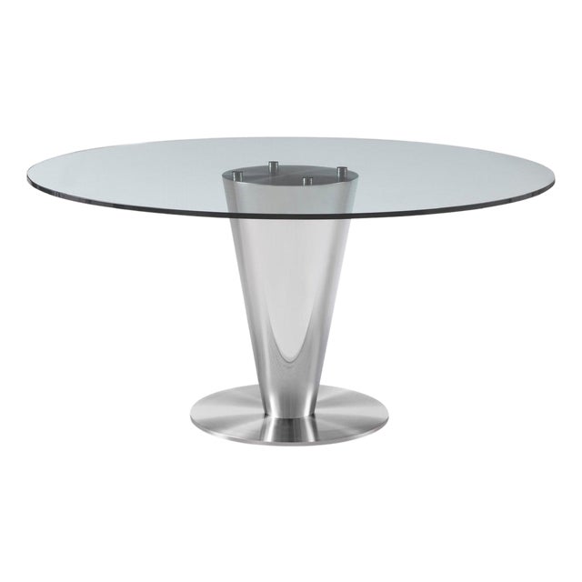 Modern Greg Sheres Style Stainless Steel Round Dining Table For Sale