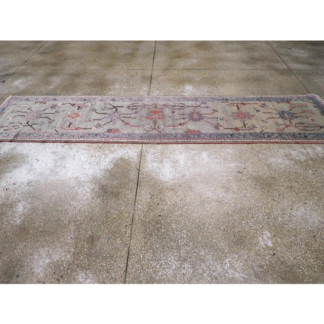 Galerie Shabab Collection Early 20th Century Handmade Turkish Oushak Runner For Sale In New York - Image 6 of 10