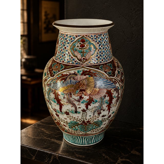 Japanese Kutani Porcelain Phoenix Vase | Meiji Period | Late 19th Century For Sale - Image 17 of 18