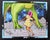 Bigger than I Thought by Louis Recchia | Acrylic & Collage on Plexiglas Girl with dinosaur under stars For Sale
