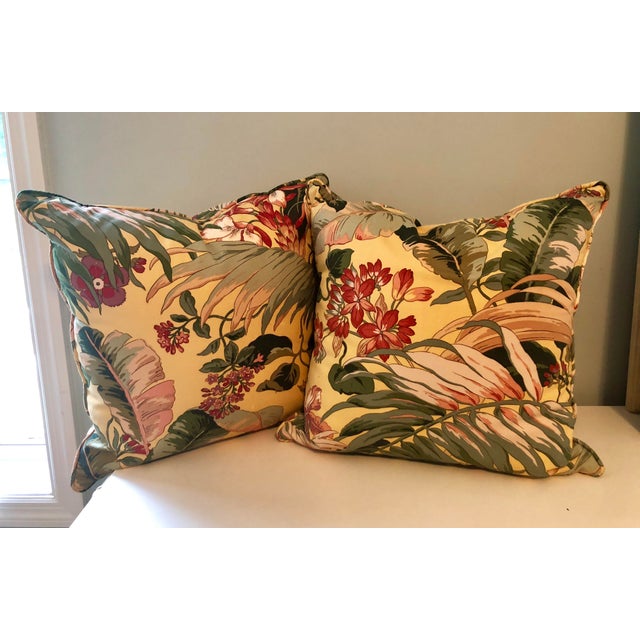 Yellow Tropical Print Glazed Cotton Pillows A Pair Chairish