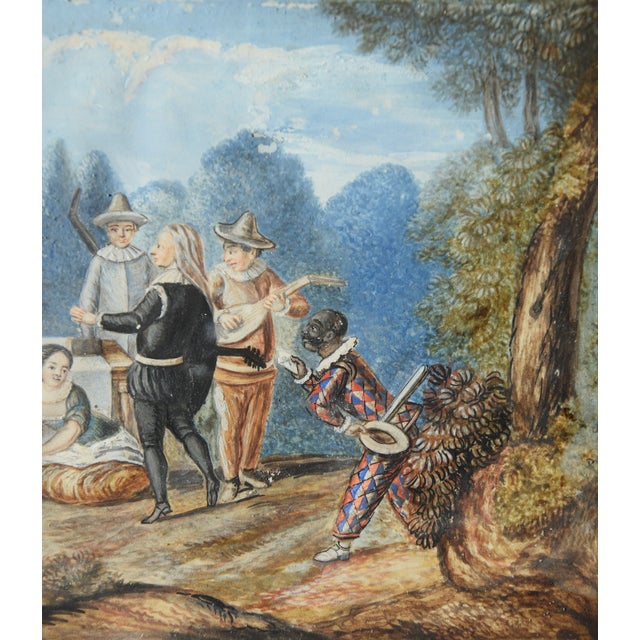 Commedia Dellarte (Harlequin), 1700s, Gouache & Ink on Paper For Sale - Image 4 of 9