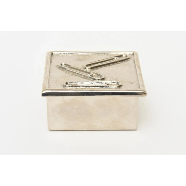 Vintage Sarreid Nickel Silver Over Brass Paper Clip Small Box Restored For Sale - Image 11 of 11