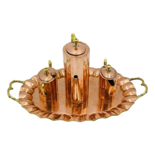 1940s Mexican Sterling Silver Coffee Tea Service Set W Tray, Mexican Silversmith - 4pcs For Sale