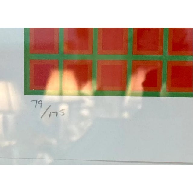 Contemporary 1981 Op Art Geometric Serigraph by Julian Stanczak, "Let It Be Orange" For Sale - Image 3 of 4