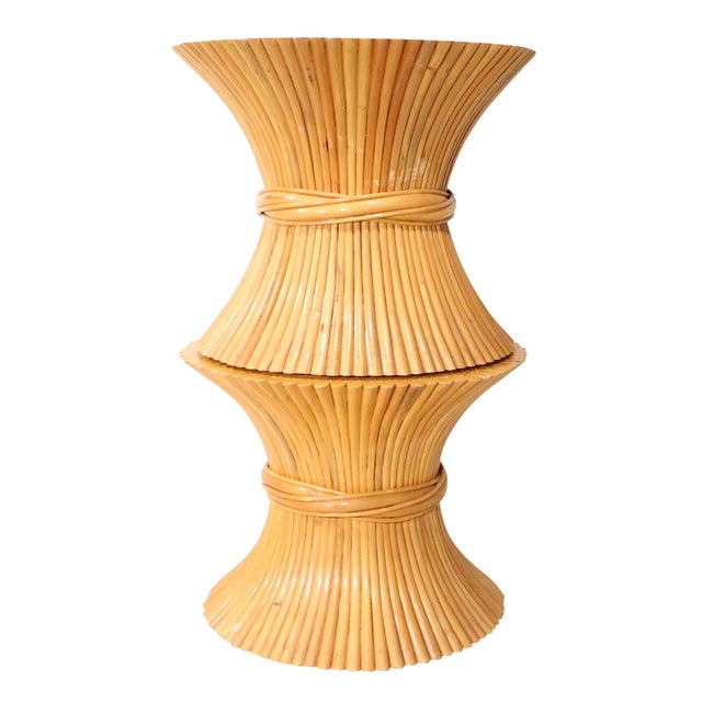 Mid-Century Modern Pr. Of Bamboo Sheaf of Wheat Form Side Table Bases by McGuire For Sale - Image 3 of 13