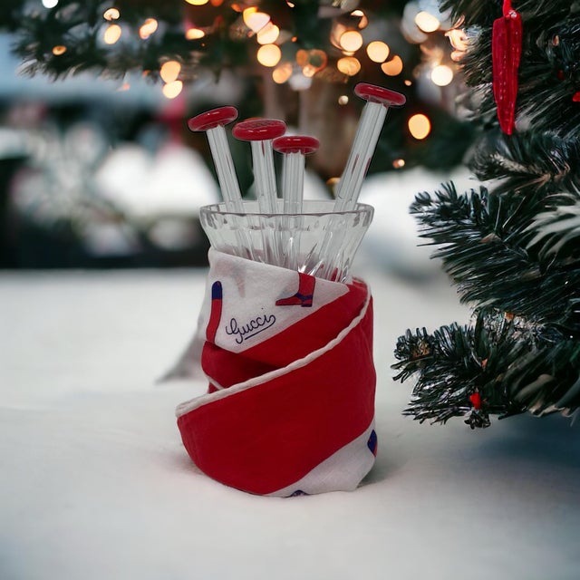 Vintage Clear and Red Glass Cocktail Muddlers- Set of 4 For Sale - Image 12 of 12