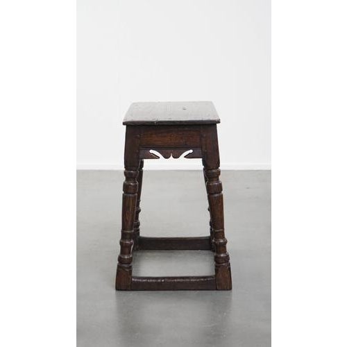 Antique English Oak Joint Stool or Side Table, 17th Century For Sale - Image 5 of 11