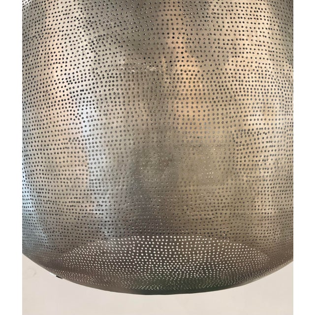 Stylish Large Silver Pierced Metal Pendant Light, showroom floor sample