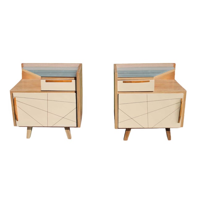 Vintage Nightstands in Oak, 1950s, Set of 2 For Sale - Image 9 of 9