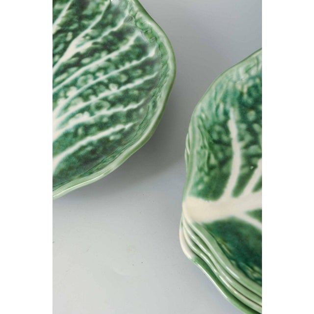 Vintage Faience Plates in the shape of Cabbage Leaves, 1960s, Set of 5 For Sale - Image 3 of 5