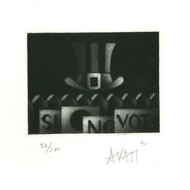 Hat - Original Etching on Paper by Mario Avati - 1960s 1960s For Sale - Image 3 of 3