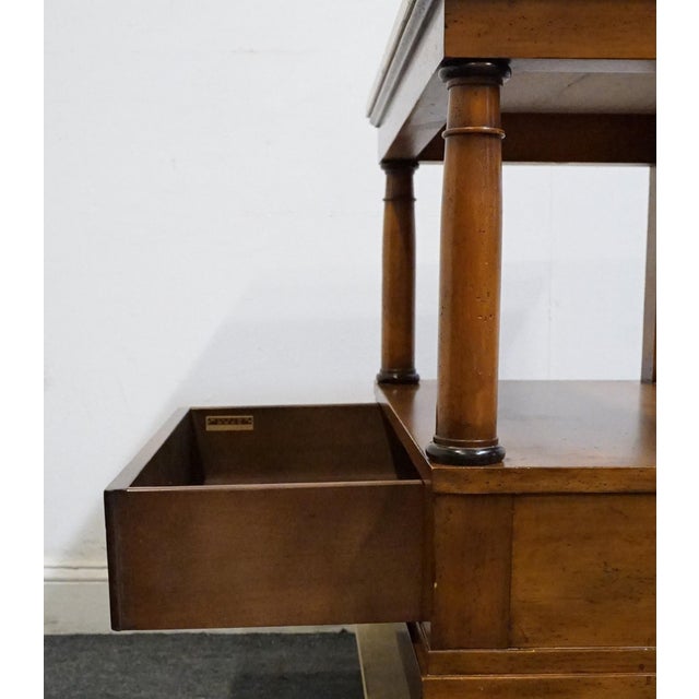 Brown Baker / Milling Road Solid Cherry Early American Contemporary 27" Accent End Table W. White Granite Top 13-676-8 For Sale - Image 8 of 14