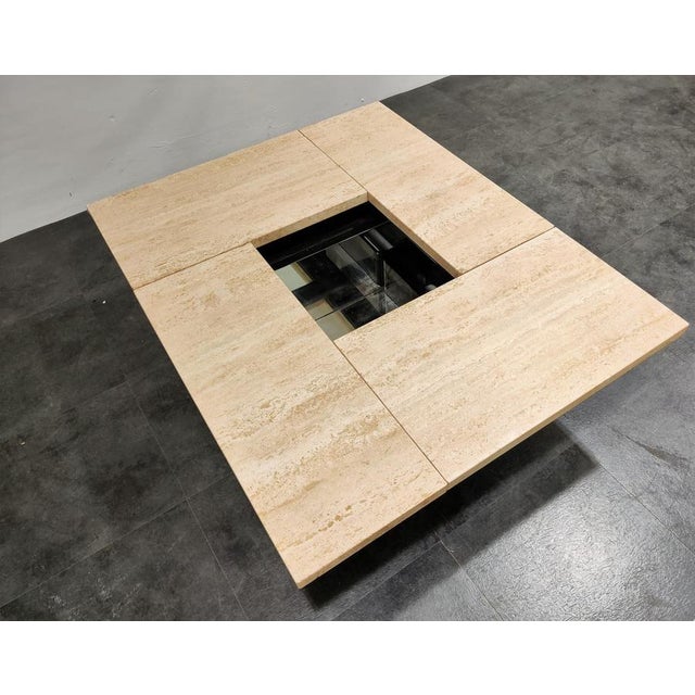 1970s Vintage Travertine Hidden Bar Coffee Table, 1970s For Sale - Image 5 of 10