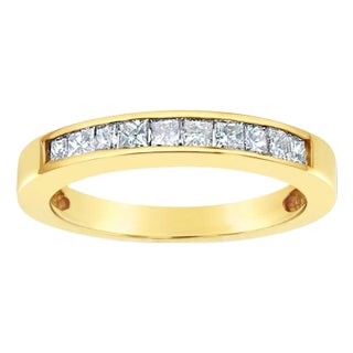 Half Carat Princess Cut Diamond Wedding Band, Size 9 For Sale