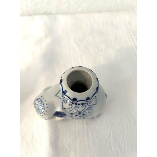 Ceramic Vintage Chinese Blue & White Imperial Elephant Candle Holders, a Pair For Sale - Image 7 of 7