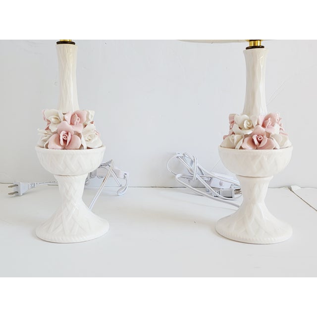 1970s Vintage Porcelain Capodimonte Style Porcelain Table Lamps-a Pair For Sale - Image 5 of 12