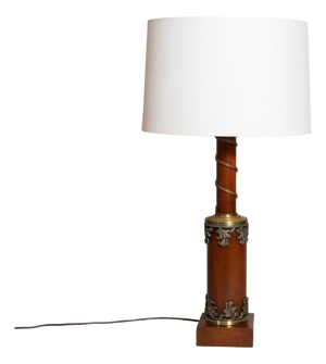 Mid-20th Century Classical Wood and Bronze Table Lamp, Italy