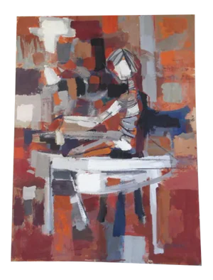 Jae Carmichael Abstract/Seated Figure Oil on Board C 1963 P2606