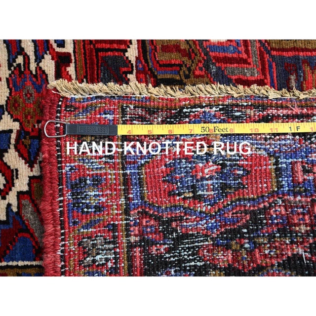 1960 8'4"x11' Barn Red Clean Tribal Weave Vintage Persian Heriz Hand Knotted Wool Rug For Sale - Image 4 of 12