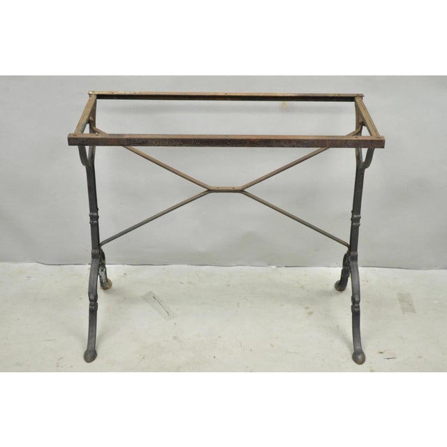 Antique French Victorian Cast Iron Pastry Table Base Marble Top Console Table For Sale - Image 12 of 18