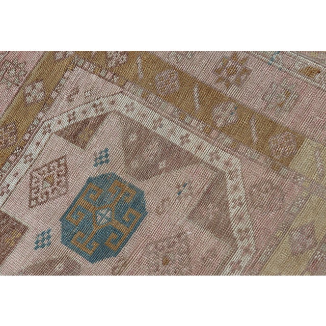 Antique Turkish Oushak Runner With Geometric Medallion Design 3'2" X 10'11" For Sale - Image 12 of 12