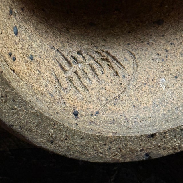 Vintage Monumental Modernist Sculptural Shino Glazed Ceramic Pedestal Vessel, Signed For Sale - Image 10 of 10