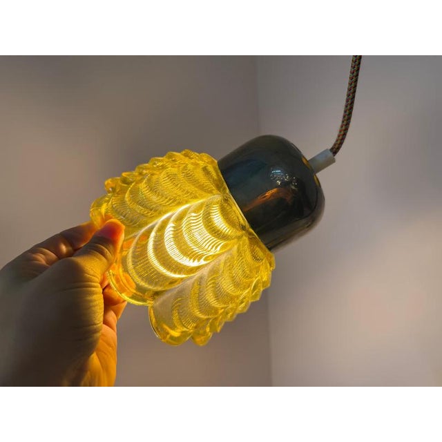 Pendant Lamp Type 1545-02 in Flower Shape and Yellow by Veb Narva For Sale - Image 10 of 11