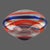 Stunning Italian Hand-Blown Art Glass Oval Shape Red & Blue Horizontal Bands Vase For Sale - Image 6 of 8