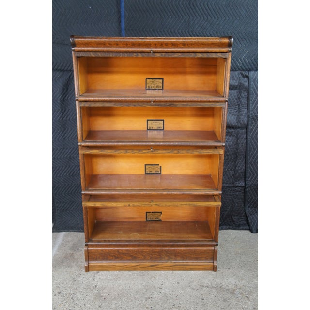 Early 20th Century Antique Globe Wernicke Quartersawn Oak Mission Stacking Barrister Bookcase 58" For Sale - Image 5 of 12