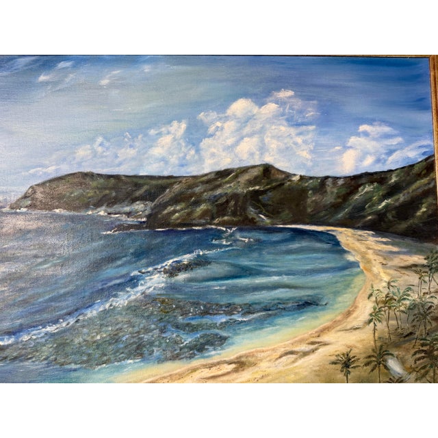 1980s 1982 Vintage Yarda Grish Impressionist Coastal Landscape Oil on Canvas Painting – Signed & Framed For Sale - Image 5 of 12