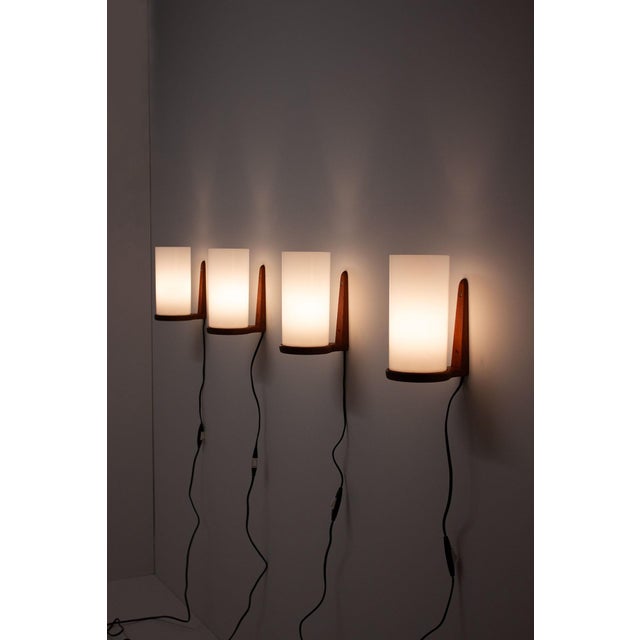 Teak & Acrylic Sconces by Luxus, 1960s, Set of 4 For Sale - Image 10 of 12