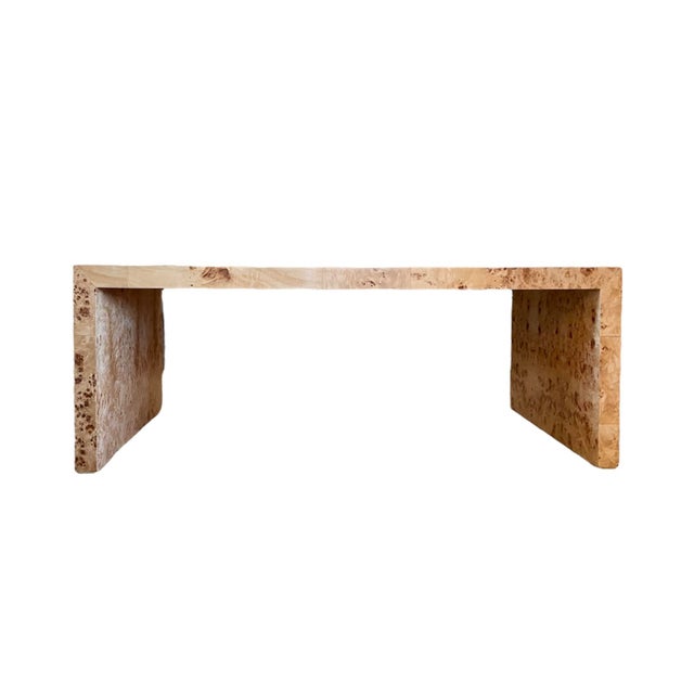 Oslo Burl Wood Veneer Waterfall Coffee Table by Wisteria, Manner of