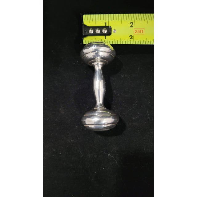 Mid-Century Tiffany & Co. Sterling Silver Barbell Baby Rattle Monogramed 3.5 In For Sale - Image 9 of 9