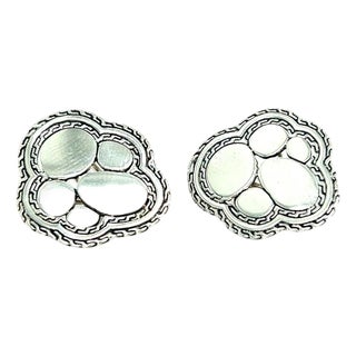 1990s Pair of John Hardy Estate Kali Pebble Omega Back Earrings Silver For Sale