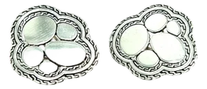 1990s Pair of John Hardy Estate Kali Pebble Omega Back Earrings Silver
