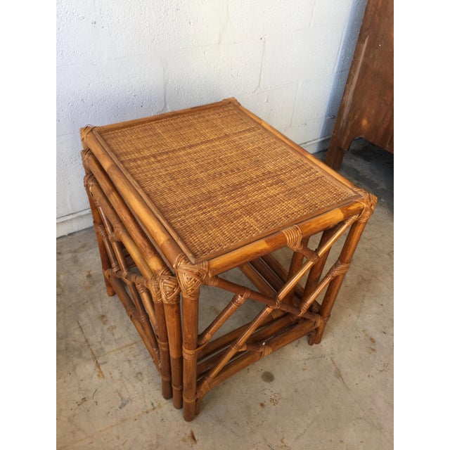 Vintage Rattan Nesting Tables Set of 3 Chairish