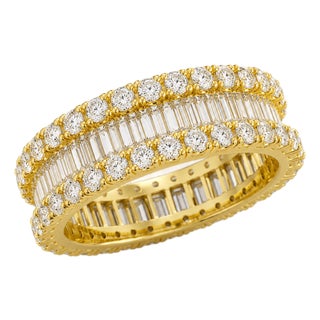 14k Yellow Gold 3-1/10 CTTW Natural Diamond Eternity Band, Size 10 For Sale