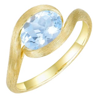 Kai Eternal Wave Oval Aquamarine East-West Ring in 14k Yellow Gold, size 8 For Sale