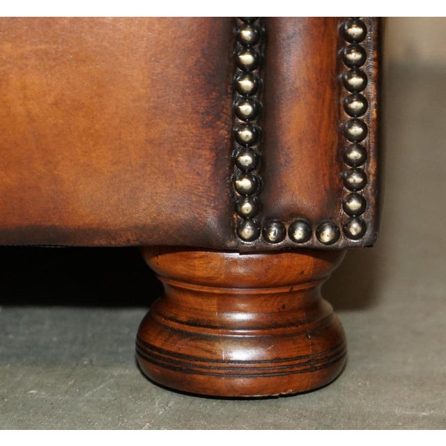Vintage English Sofa and Chairs in Brown Leather, Set of 3 For Sale - Image 16 of 18