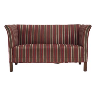 Danish 2-Seater Sofa in Red Striped Wool, 1960s For Sale