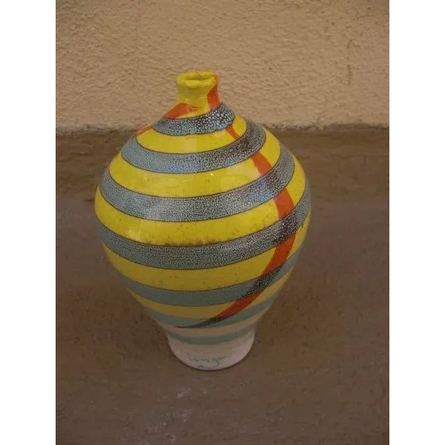 Vintage Painted Ceramic Vase For Sale - Image 4 of 8
