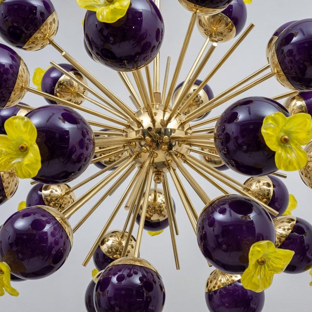 Italian Sputnik Chandelier in Murano Glass and Brass, 2010 For Sale - Image 9 of 12