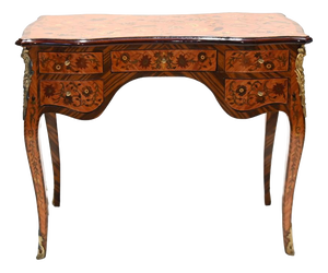 French Writing Desk in Marquetry Inlay