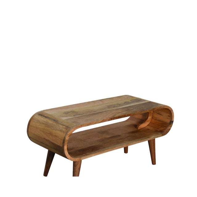 Wood Light Oak-Finish Mango Wood Scandinavian Coffee Table For Sale - Image 7 of 8