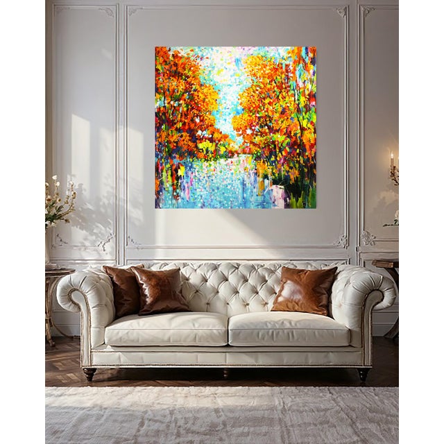 Artist Andrei Sitsko "Trees by the Water Ii" Modern Original Painting In this work, I embodied bright energy on canvas,...