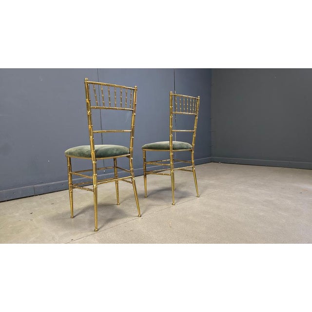 Brass Faux Bamboo Chairs, 1960s, Set of 2 For Sale - Image 4 of 14