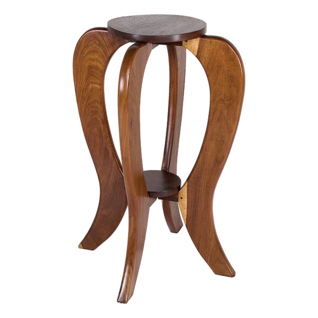 Art Deco Acacia Wood Plant Stand or Side Table, 1930s For Sale